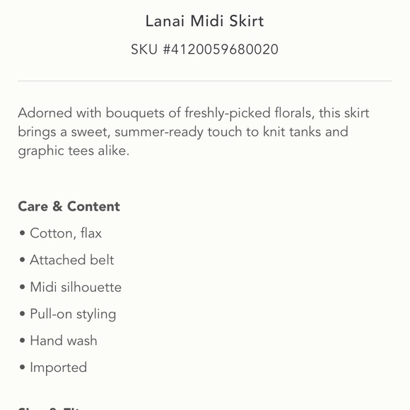 Anthropologie NWT Lanai MIDI Skirt Size XSP. - Picture 4 of 16